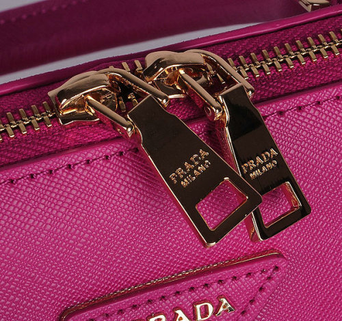 2014 Prada Saffiano Calf Leather Two Handle Bag BL0837 rosered - Click Image to Close